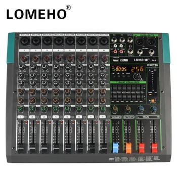 LOMEHO 256 DSP mesa de Mistura BT Som Profissional Tabela 7 Bandas com 8 Canais de Áudio Mixer 48V USB Jogar Registro de Controlador de DJ AP8