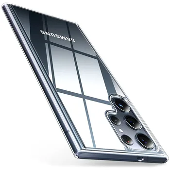 Luxo Rígido Híbrido PC Case Para Samsung Galaxy S22 S23 S20 S21 Fe Nota 20 Ultra 10, Além da Tampa Traseira Clara de Silicone Macio Amortecedor em TPU