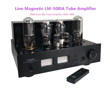 Mais recente Linha de Magnéticos LM-508IA Tubo Amplificador Integrado/amplificador de potência 300B empurrar 805 Tubo de Classe de Um Amplificador Com Controle Remoto