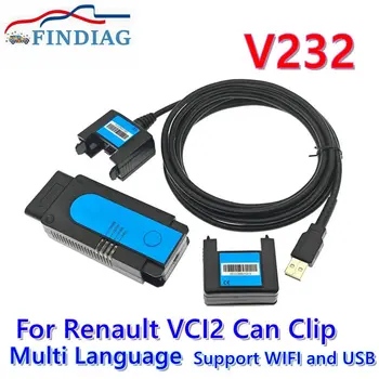 mais recente modelo wi-Fi VCI2 Para a Renault Pode Clipe Com Software V232 Automática de Ferramenta de Diagnóstico Nova Interface Para a Renault canclip odb2