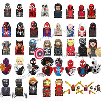 Marvel Anime do homem-Aranha Deadpool Pantera Negra Tijolos Ação Figuras MINI Blocos de Construção de Bonecos Thor Brinquedos de Natal de Crianças