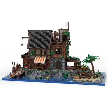 Medieval Pirata Refúgio na Ilha com o Interior do Edifício Brinquedos 8624 Peças MOC