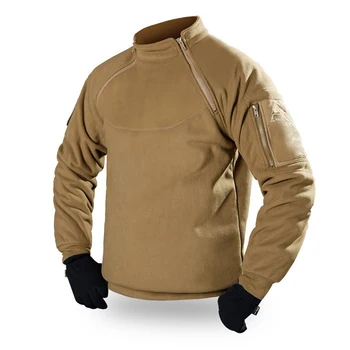Mens Streetwear Militar Camisola de Lã Inverno Zíper Pullover dos Homens de Moda com Cores Sólidas Soltas Cordeiro Jaqueta Grossa Homens Vestuário