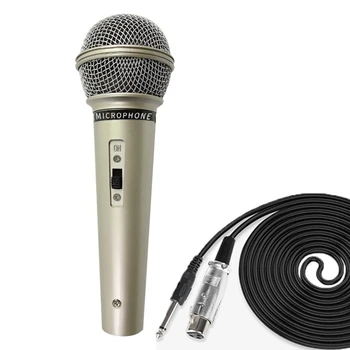 Microfone Profissional Dinâmico Com Fio Microfone Cantando Em Casa Na Fase De Karaoke Computador Microfone Com Alto-Falante Fácil De Usar