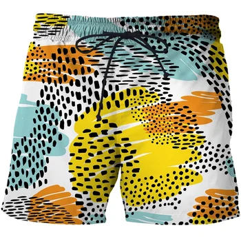 Moda Colorida Leopard Impressão 3D Calções de Praia Homens de Surf Board Shorts de Verão Fresco Calça Curta, Seca Rápido, Rua Hip-hop Shorts