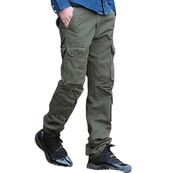 Moda Estilo Militar Carga Calças Casuais Dos Homens Do Algodão Táticas Calças Do Exército Solta Folgado Da Rua De Vestuário De Moda