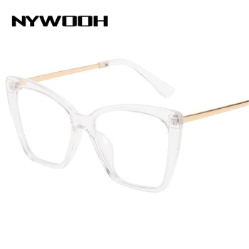 NYWOOH de grandes dimensões Olho de Gato de Óculos de Armação de Mulheres de Luz Azul Bloqueando Computador Óculos Senhoras Falso de Óculos Vintage Óculos