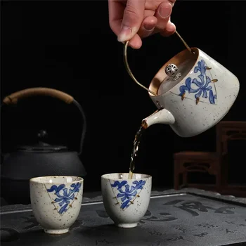 O Estilo japonês de Cerâmica Azul e Branco Antigo Esmalte Xícara (chá Elegante Belo Bule de Kung Fu Chaleira Caneca de Café Pote de Chá Chinês