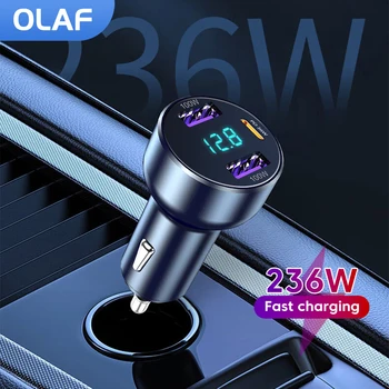 Olaf 236W 3 Portas Carregador de Carro mais leve o Carregamento Rápido QC3.0 Mini-PD USB Tipo de Automóvel de C Carregador de Telefone Para o iPhone Xiaomi Samsung, Huawei