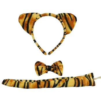 Orelhas De Animais Headband Laço Cauda De Tigre Cosplay Crianças Adultos Adereços Favores Do Partido Dom Traje De Halloween Natal 2023