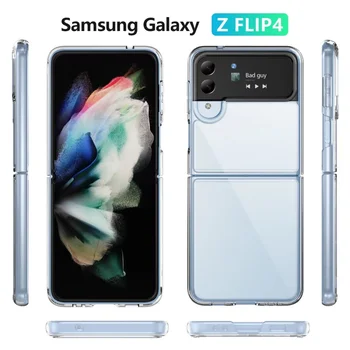 Para Samsung Galaxy Z Flip 4 Case de HD Acrílico Transparente Caso de Telefone para Flip4 Anti-queda Dobra Proteger