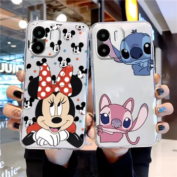 para Xiaomi Redmi A2 A1 Casal Mickey Mouse Minnie Ponto de Caso de Telefone Patrick Estrela de Silicone Transparente, Clara Amortecedor Tampa Traseira