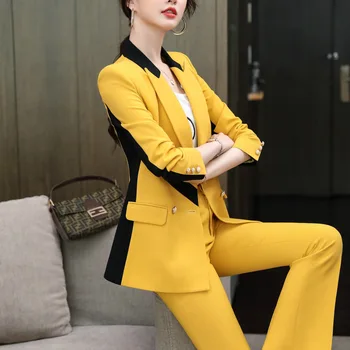 Profissional feminina do Terno 2020 Outono Nova-coreano de Moda de Luz Cozido Estilo Terno de Pequeno Idade de Redução de Duas peças de Outono Terno