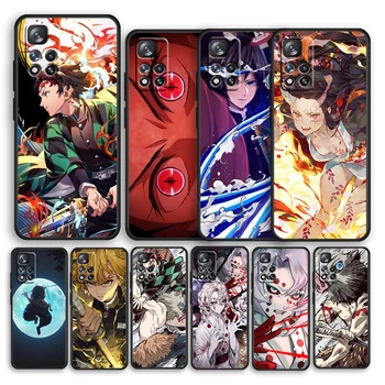 Quente Anime Demon Slayer Preto Caso De Telefone Xiaomi Redmi Nota 12 10 11 9 Pro Plus Velocidade 11E 11 11T 10S 9T 9S 8 8 5G