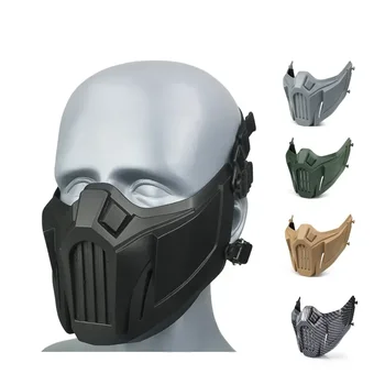 REikirc Tático Metade do Rosto de Airsoft Máscara Ajustável CS Cosplay de Halloween Militar Máscaras