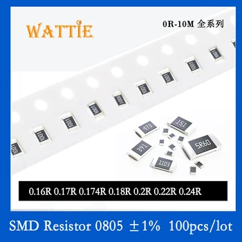 Resistor SMD 0805 1% A 0,16 R 0.17 R 0.174 R 0.18 R 0.2 R 0.22 R 0.24 R 100PCS/monte chip resistores de 1/10W 2.0 mm*1,2 mm de Baixo valor de resistência