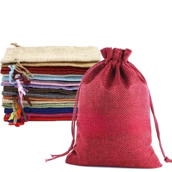 Saco de cânhamo cordão boca do saco de armazenamento de Jogar jóias jóias de embalagem design simples, pequeno saco de pano