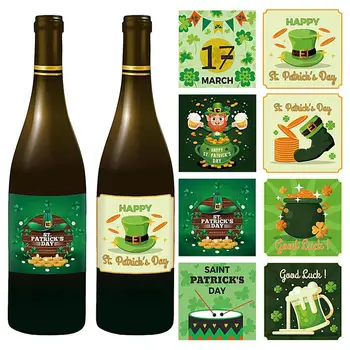 St Patricks Day Garrafa de Vinho Adesivo Sorte Etiquetas Irlandês Decalques Adesivos Impermeáveis DIY Artesanato de Garrafa de Vinho com Adesivos de Férias Decoração