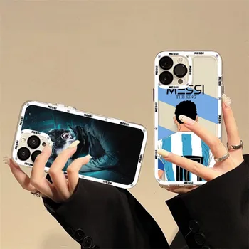 Superastro do futebol M-Messi 10 de Telefone de Caso Para o iPhone 11 12 13 14 Mini Pro Max XR X XS TPU Caso Claro