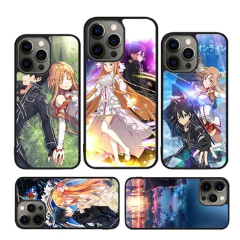 Sword Art Online Kirito Asuna SÃO Caso Para o iPhone 15 SE 2020 XR X XS Max 6 7 8 Plus 12 13 Mini 11 12 13 14 Pro Max Tampa do pára-choque