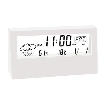 Temperatura Tempo de despertar Relógio Despertador Escola de Tempo Branco Preto Casa da Umidade da Temperatura interna de Tela de LCD de 1PCS 9,6 cm X 3,5 cm