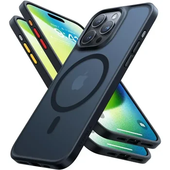 TORRAS para iPhone 15 Pro Caso Compatível MagSafe Translúcido de Silicone Ultra Fina de Proteção Anti impressão digital 14Pro Caso de Max.