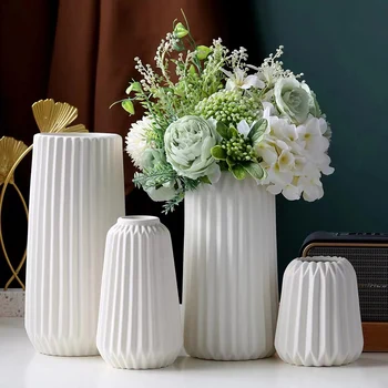 Vaso para Decoração de Acessórios para a Casa Branca Vaso de Cerâmica Decoração Sala de estar Estética Vasos Decorativos Modernos, Vasos de Flores
