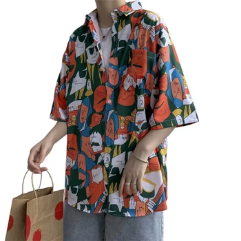 Verão Havaianas Casual 3D Retro Impressão Festa ao ar livre dos Homens de Camisa de Manga Curta Praia de Streetwear de grandes dimensões Homens Blusas, Tops Vintage