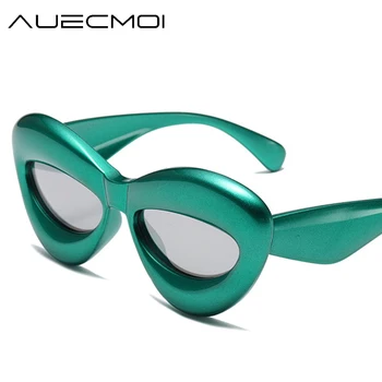 Y2K Vintage, Óculos estilo Olho de Gato Mulheres Para Homens Moda de Nova Marca de Luxo da Designer Engraçado Lábio Óculos de Sol Tendência Punk Grande Quadro Tons