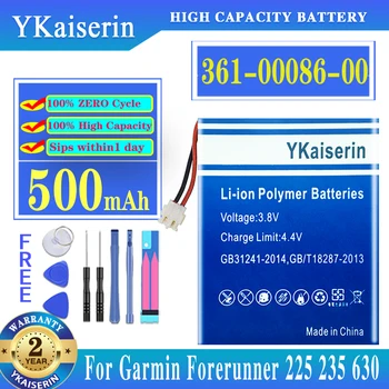 YKaiserin 500mAh Bateria 361-00086-00 Para Garmin Forerunner 225 235 630 735XT, GRM0371754 Batteria 361 00086 00 + Ferramentas