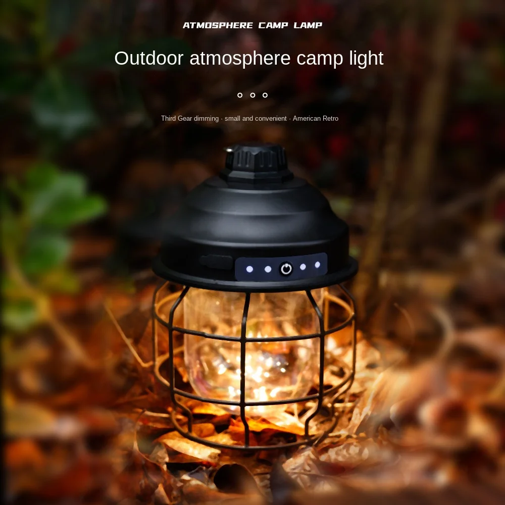 Portátil Retrô Acampamento ao ar livre LED Lâmpada de Luz Mini USB Recarregável Luz de Camping Com Gancho de Escalada