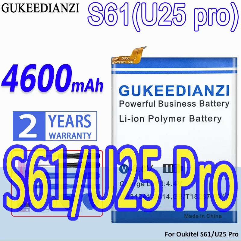 Alta Capacidade GUKEEDIANZI Bateria S61 (U25 pro) 4600mAh Para Oukitel U25 Pro U25Pro Substituição de Baterias
