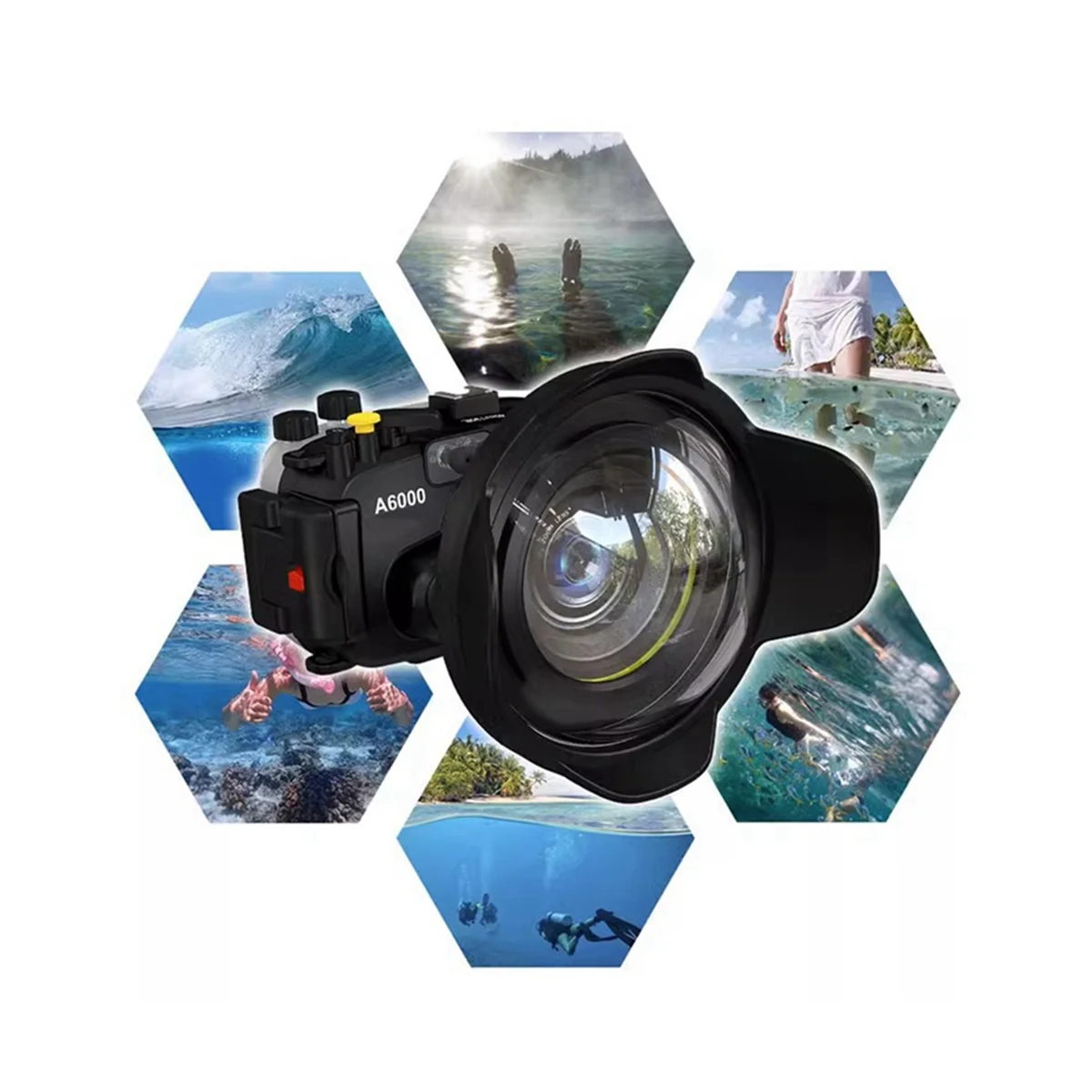Para Câmera SLR 67mm Portátil à prova d'água Grande Angular da Abóbada da Porta do compartimento da Lente Caso de Mergulho Submarino de Peças,20.8x19x8.3cm