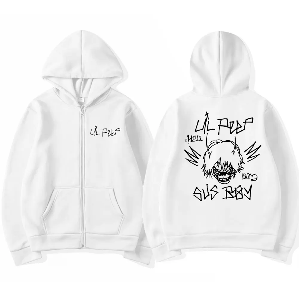 O Rapper Lil Peep Hellboy Zip Hoodies Homens Mulheres Casual De Grandes Dimensões Harajuku Hip Hop Gótico De Inverno De Manga Longa Streetwear Coats