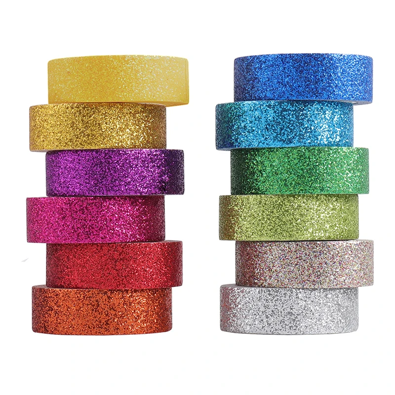 12pcs/Set Colorido Bronzeamento Impresso Etiquetas de Papel Washi Tape Adesivo de Scrapbooking Bonito DIY Estacionários e Acessórios Decorativos